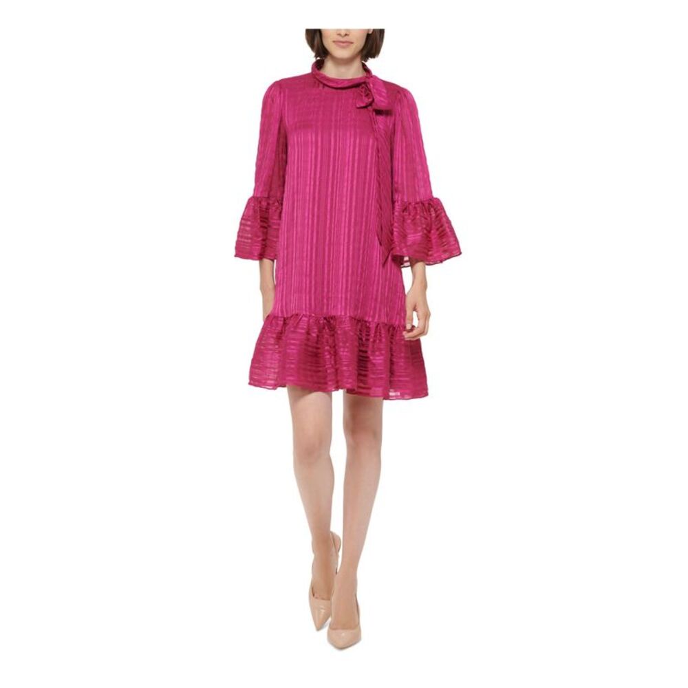 CALVIN KLEIN Womens Pink Bell Sleeve Above The Knee Cocktail Shift Dress 14